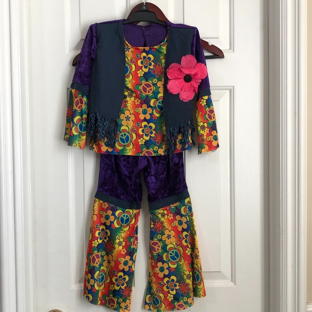 Kids Flower Power 60's Costume - Small Size 3-5